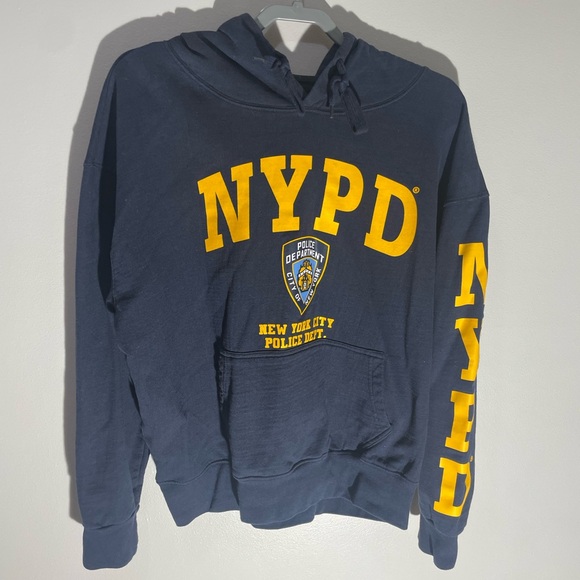 NYPD Men's XL Hoodie Sweatshirt Officially Licensed (Front & Sleeve Print) Navy - Picture 1 of 6
